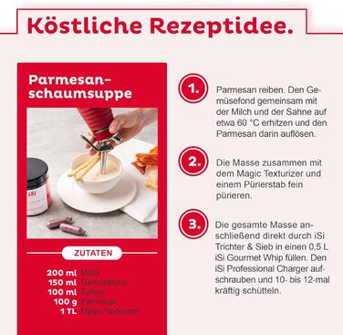 ISI Gourmet Whip набір для збивання вершків 0,5 л з 6 упаковками по 10 капсул і кришкою – сифоновий спрейер для вершків, супів, мусів та десертів, 100% нержавіюча сталь, вироблено в Австрії