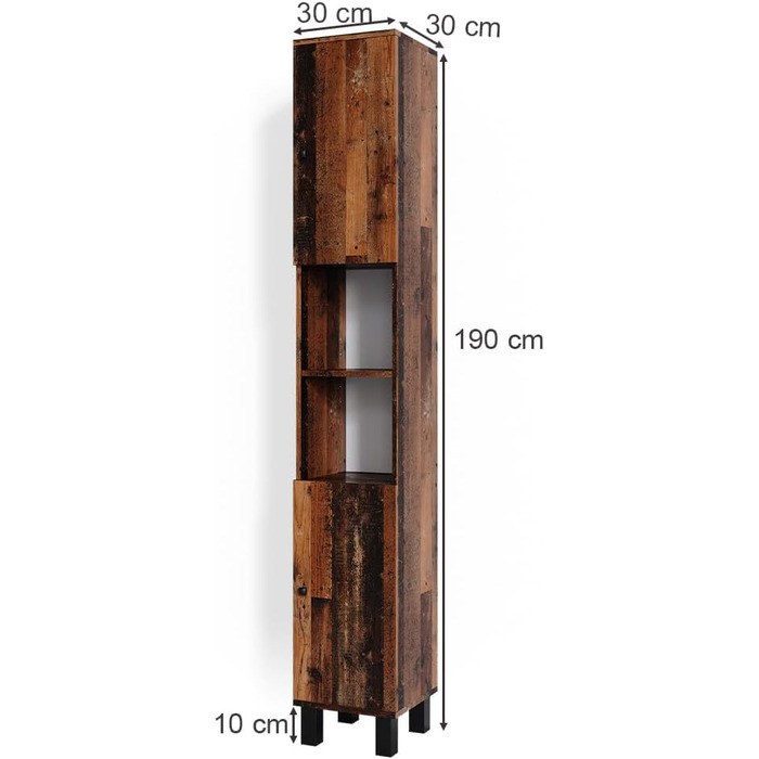 Високий шафа для ванної Vicco Fynn, дуб рустикальний, 30x190 см