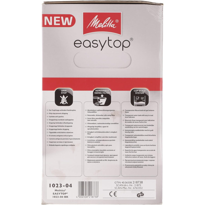 Кавоварка фільтраційна Melitta Easy Top з глечиком, 10 чашок, чорна, функція захисту від капання