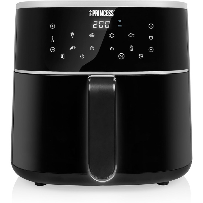 Фритюрниця Princess Digitale 6 л, 1500 Вт, 8 програм, цифровий LED-дисплей, аерофритюрниця без олії, чорна