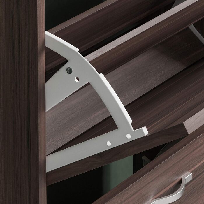 Шкаф для взуття Vida Designs з 2 відкидними полицями, органайзер для взуття, дерев’яний модуль (горіх)