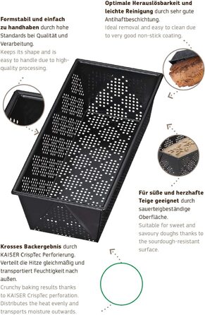Форма для випікання хліба Kaiser Inspiration 25x11 см, антипригарна, для 750 г, перфорована, стійка до закваски