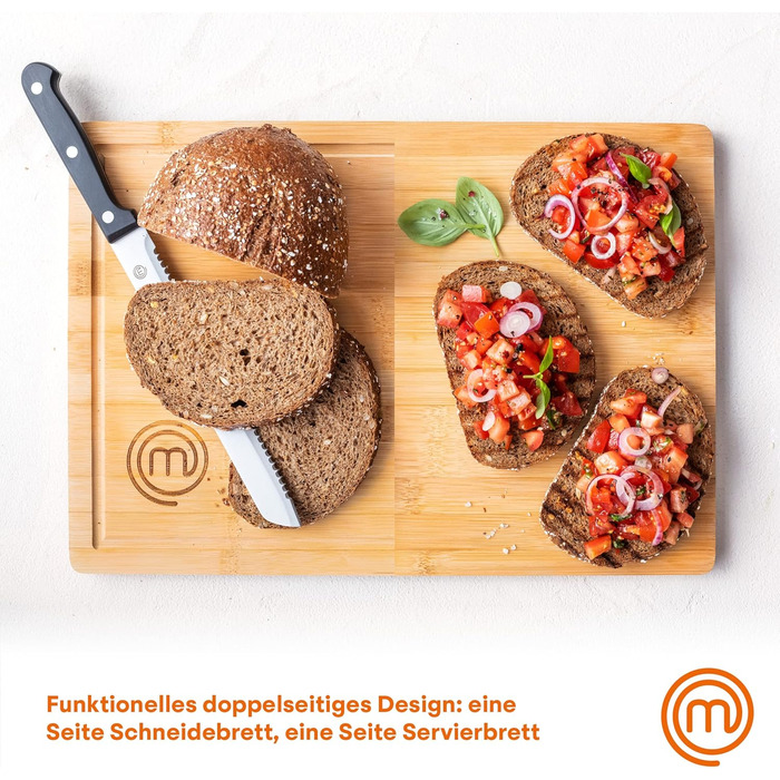 Дерев'яна обробна дошка MasterChef з жолобком для соку, натуральна, екологічна, 39x27x3 см, надміцна, деревне забарвлення, для кухні