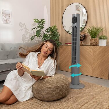 Вентилятор вежа Cecotec EnergySilence 9090 Skyline Ionic 119 см, 45 Вт, з іонізатором, LED сенсорним екраном, пультом ДУ, 3 режими, таймер 12 год, коливання 70°, сірий