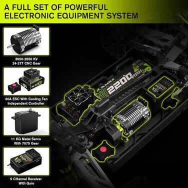 Радіокерований автомобіль RIAARIO 1:10 Brushless 50 км/год Позашляховик 4WD Водонепроникний карбон