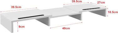 Підставка для монітора en.casa Vilppula 79x27x10,5 см, біла, з тримачем для смартфона та регульованою довжиною
