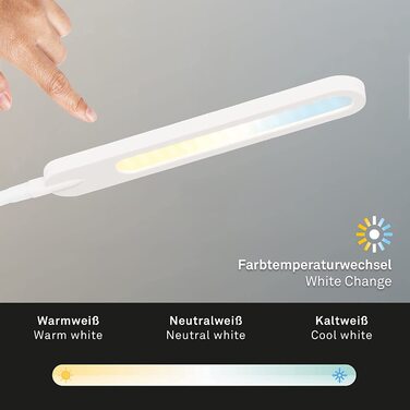 BRILONER LED торшер з димером, сенсорний, регульований теплий і холодний білий, лампа для читання, підлогова лампа для вітальні, світильник стельовий, 20,8x20,8x183 см, білий
