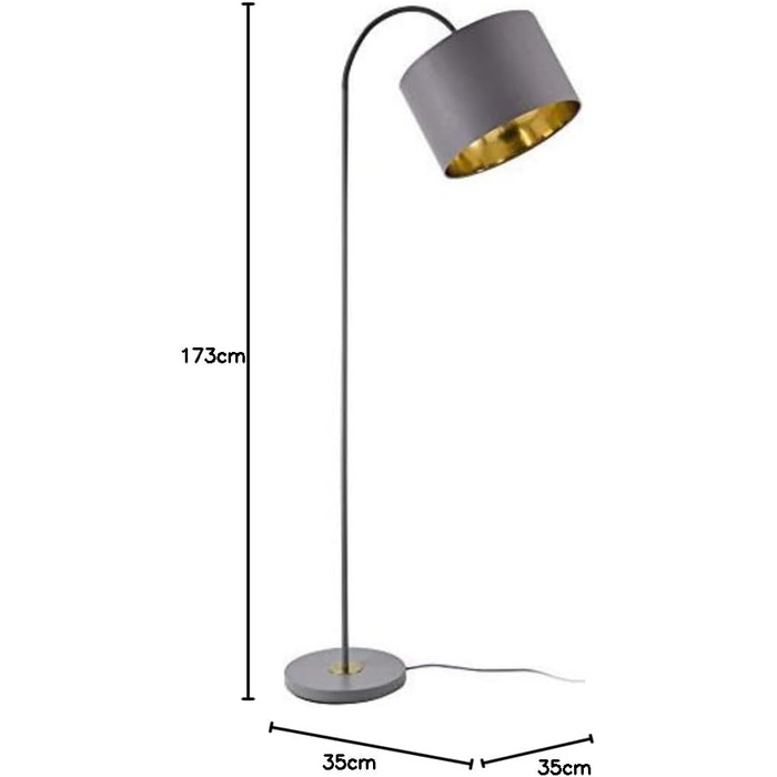 Торшер lux.pro Toledo 173 см, 1xE27, металічний, сірий, регульований