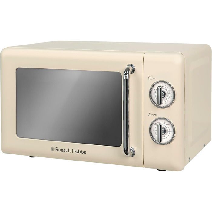 Мікрохвильова піч Russell Hobbs RHRETMM705C, 17 л, 700 Вт, ретро стиль, кремова, 5 режимів потужності, таймер, функція розморожування, легке очищення