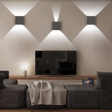 K-Bright LED настінний світильник 7W, для внутрішнього та зовнішнього використання, регульований світловий промінь, 4000K, натуральний білий, IP65, водонепроникний, темно-сірий