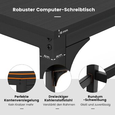 Комп'ютерний стіл COSTWAY на колесах 120x60 см з тканинною кишенею і гачком для навушників, робочий стіл для офісу, натуральне дерево + чорний