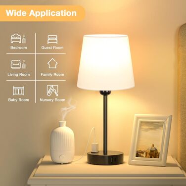 Настільна лампа Kakanuo з торшером, 2 шт., USB зарядка A+C, LED, торшер для спальні, вітальні, дитячої кімнати, офісу (білий)