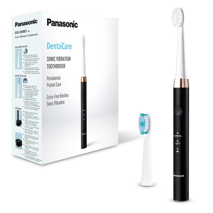Звукова зубна щітка Panasonic EW-DM81-K503: електрична, з двома насадками, чорна
