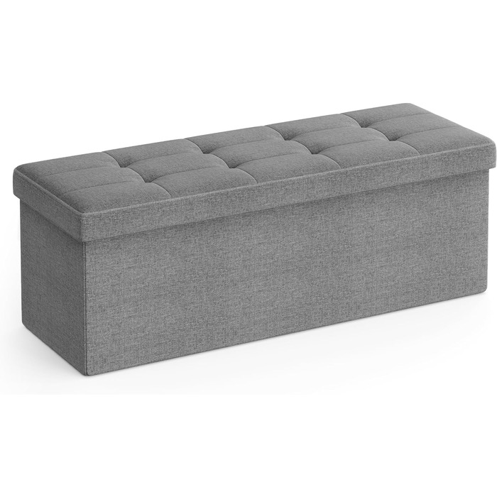 Складаний пуф SONGMICS з відсіком для зберігання, 110×38×38 см, до 300 кг, для вітальні, спальні, коридору, сірий