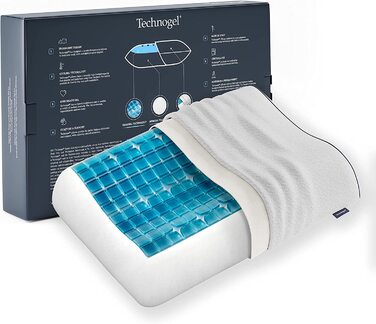 Ортопедична анатомічна подушка Technogel New Generation з гелем для шиї, антибактеріальна, для спини й бокового сну, з наволочкою