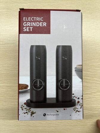 Електрична млинниця для солі та перцю Viitech 2-в-1, USB, регульоване помел, LED підсвітка, набір електричних млинів для спецій