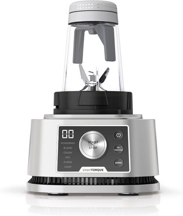 Блендер Ninja Foodi Power Nutri Mixer 3-в-1, 1200 Вт, автоматичні програми, для смузі, густих намазок і заморожених напоїв, 2,1 л глечик, 700 мл стакан і 400 мл чаша з Power-мішалкою, сріблястий, CB350EU
