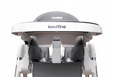 Стілець для годування Kids Zone, сірий, з регулюванням та ременями безпеки