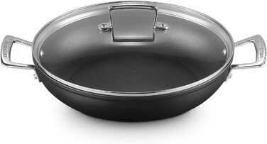 Сковорода Le Creuset з антипригарним покриттям з кришкою, 28 см, для всіх типів плит (включно з індукцією), алюміній, сірий/сріблястий