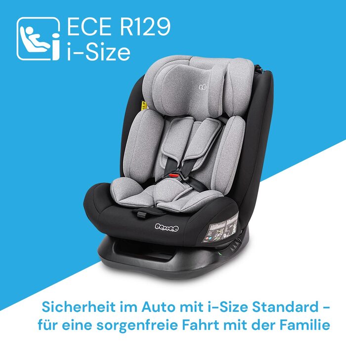 Дитяче автокрісло Booboo Safety London i-Size Reboarder 40-150 см, без Isofix, чорний/сірий
