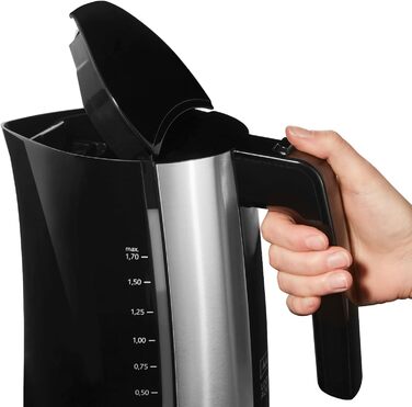 Електрочайник Melitta Look Aqua 1026-02, 1,7 л, 2400 Вт, чорний, з автоматичним вимкненням, захистом від перегріву та прихованим нагрівальним елементом