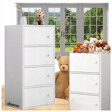 Сучасна містка комода-шафа, велика біла, скандинавський стиль, лофт, ретро, 4 полиці