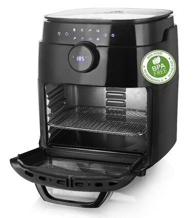 Аерофритюрниця Emerio XXL 13л Smart Fryer AF-121914 з ротисатором, кошиком та функцією дегідрататора, 1800 Вт, чорна