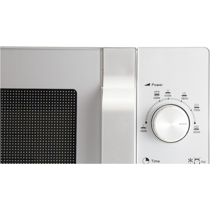 Мікрохвильова піч Sharp R204S, 20 л, 800 Вт, 6 режимів, срібляста, таймер, розморожування за вагою, скляний піддон 24,5 см