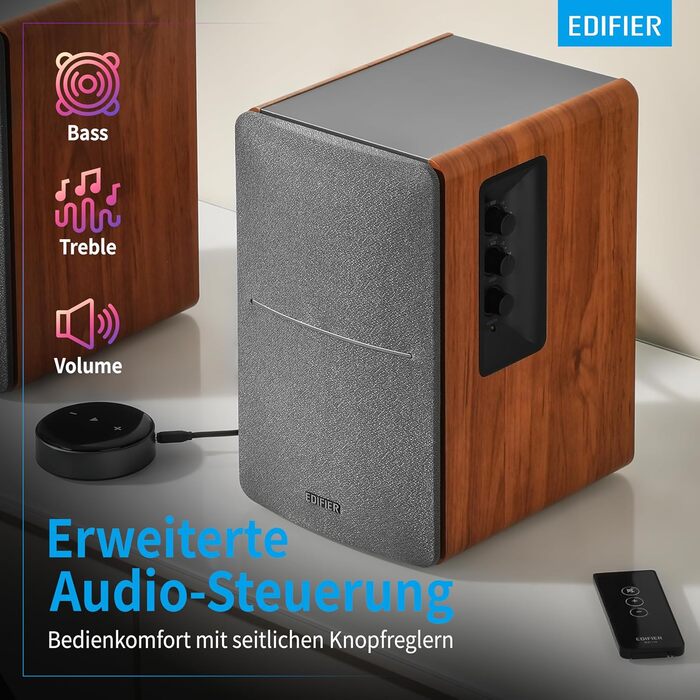 Активні WiFi-колонки Edifier R1280T+WiiM Mini, 42 Вт, Multiroom, Bluetooth, Hi-Res Audio 24Bit/96kHz, DSP, оптичний вхід, пульт, дерево