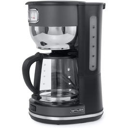 Кавоварка MUSE MS-220 DG з глечиком, 10 чашок, з функцією підігріву, скляна каністра, нержавіюча сталь, сіра
