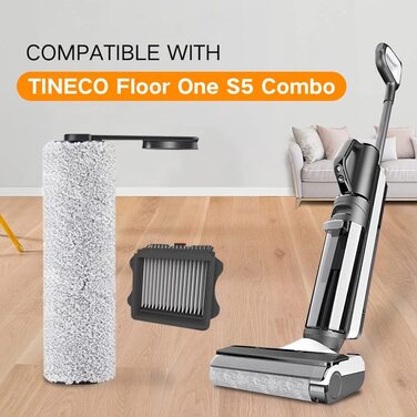 Комплект запасних щіток та HEPA-фільтрів для пилососа Tineco Floor One S5 Combo (2 щітки + 2 фільтри, для вологого та сухого прибирання, акумуляторний пилосос)