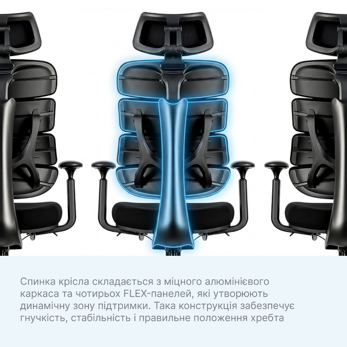 Крісло комп’ютерне офісне ергономічне OfficePro FlexCore OC120B