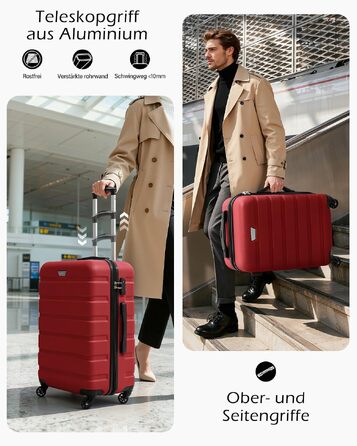 Набір валіз COOLIFE 2 шт. (L + XL) Spinell Red, PC+ABS, полікарбонат, на колесах, з TSA замком, чорний