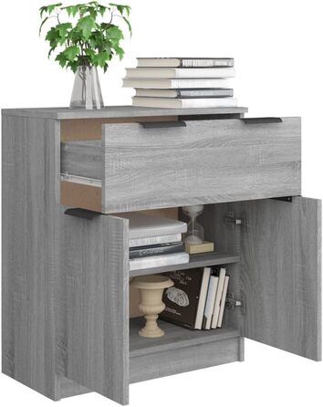 Комод шафа vidaXL для вітальні та коридору, сірий/дуб сонома, 60x30x70 см, ДСП