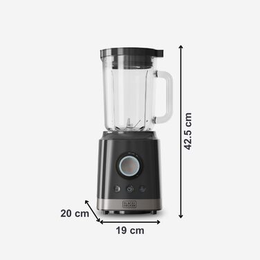 Блендер Black+Decker BXJB1201E 2200W з 2.2L скляною ємністю, 8 швидкостей, 6 нержавіюючих лез, функцією імпульсу, для приготування смузі та подрібнення льоду, LED-дисплей, система безпеки