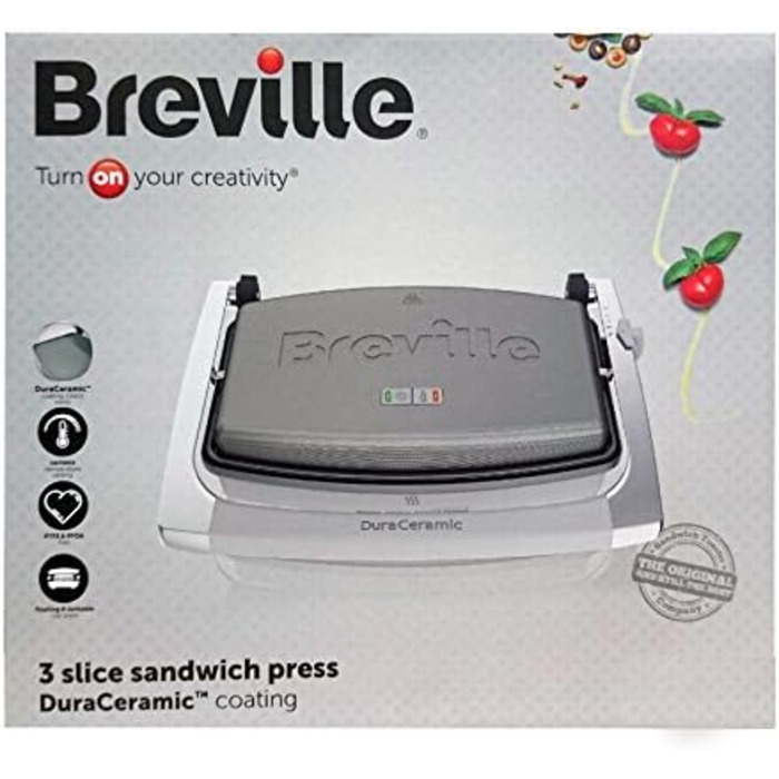 Сендвічниця Breville DuraCeramic для 2 тостів, паніні, нержавіюча сталь, кафе-стиль