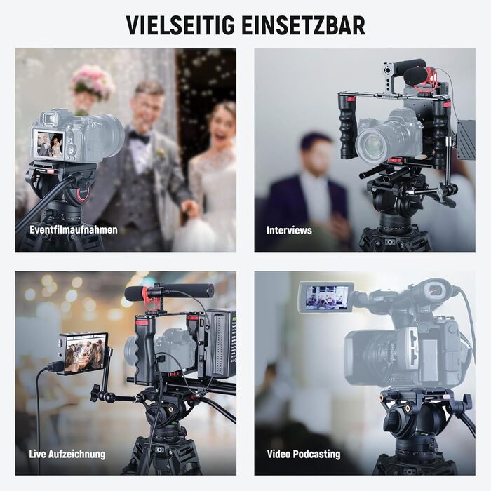 Відеостатив NEEWER 76'' з рідинною головкою, алюмінієвий, важкий, для DSLR та відеокамер, подвійна QR-пластина, навантаження до 8 кг, LL27