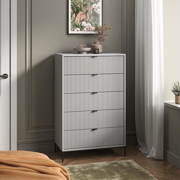 Комод Vicco Eliza сірий 76x120 см, 5 шухляд, ДСП