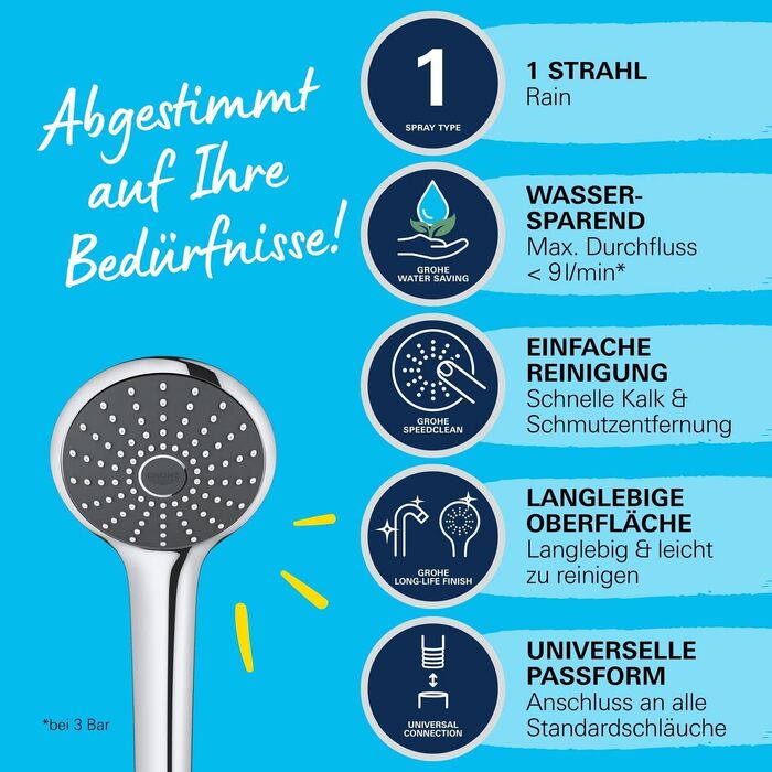 Ручний душ GROHE Vitalio 110 з системою Antikalk, круглий, хром, 27319000