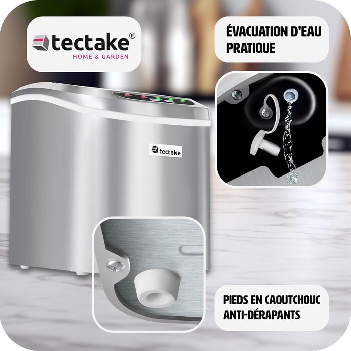 tectake® Льодогенератор, машина для приготування льоду 2,1 л, 12 кг/24 год, 9 кубиків за 6 хв, з лопаткою, для кухні та бару, чорний