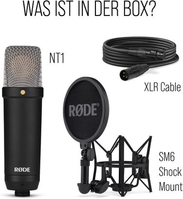 RØDE NT1 Signature Series студійний конденсаторний мікрофон з великою діафрагмою, антивібраційним кріпленням, поп-фільтром та XLR-кабелем для музики, вокалу, стрімінгу і подкастів