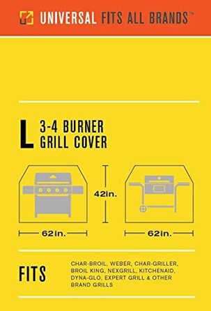 Чохол для гриля Char-Broil, універсальний, 3-4 пальники, світло-коричневий, водонепроникний, для дорослих