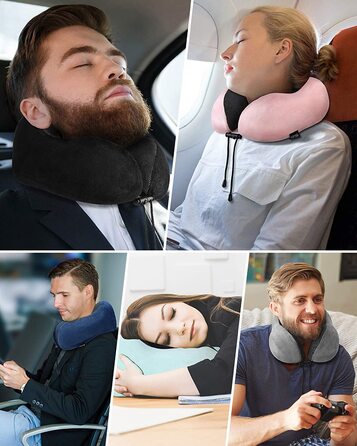Подушка для шиї Homiee для подорожей: ортопедична, з memory foam, для автомобіля, літака, офісу (сіра)