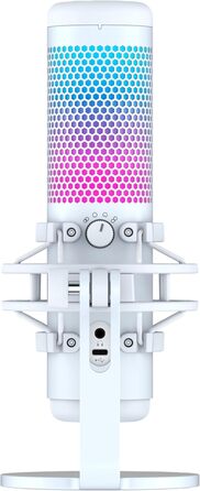 HyperX QuadCast S білий – USB конденсаторний мікрофон з RGB-підсвіткою для ПК, PS5, Mac, підвісом, 4 направленостями, поп-фільтром і регулятором чутливості, для геймінгу, стрімінгу, подкастів, Discord, Twitch