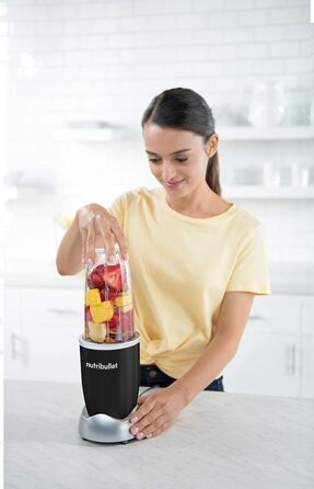 Смузі-блендер Nutribullet Pro 900 Вт, компактний, з чашею 700 мл, електричний міксер для смузі, чорний, легке очищення
