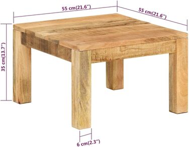 Журнальний стіл із масиву мангового дерева vidaXL 80x80x40 см, кавовий стіл для вітальні