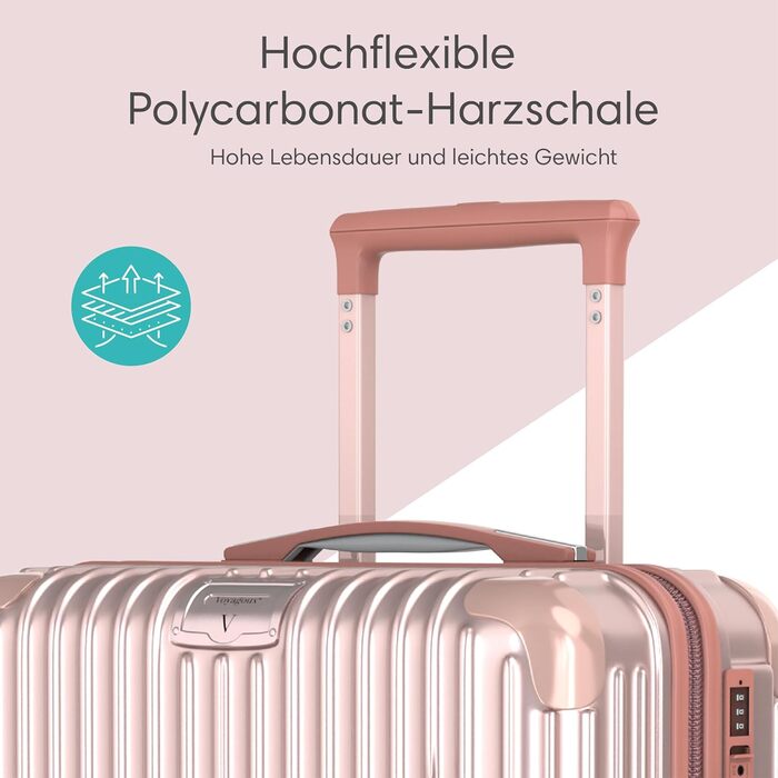 Набір валіз Voyagoux 2 шт. (40L + 116L) з ABS, TSA-замком, 4 колеса, рожеве золото