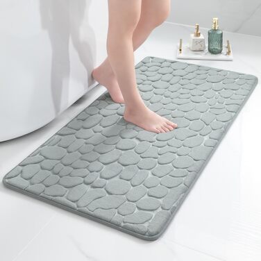 Килимок для ванної кімнати з піною-пам'яттю Chakme, 60x90 см, сірий, антиковзаючі, для ванної та вітальні