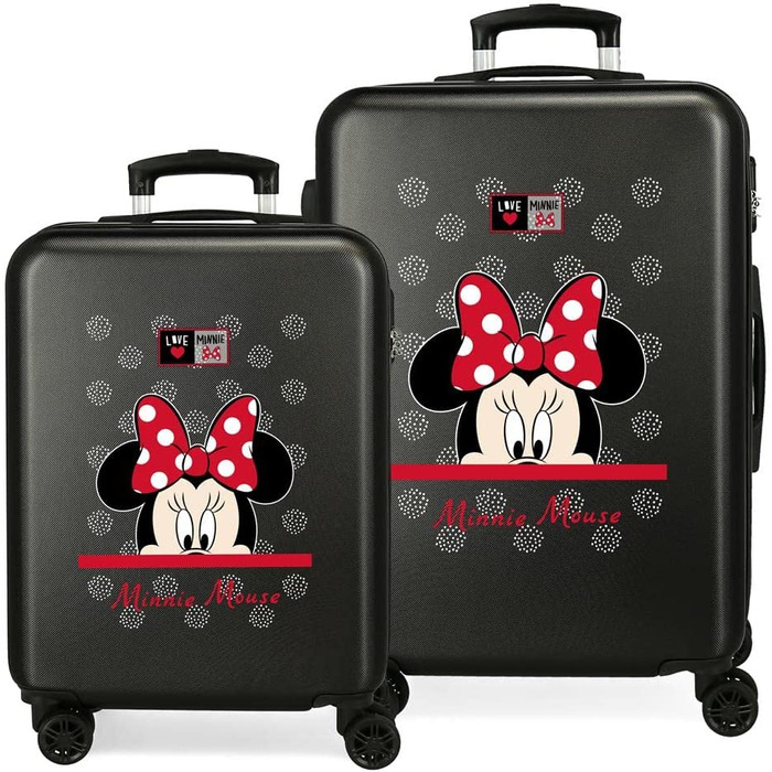 Дорожній набір валіз Disney My Pretty Bow, чорний, 55/68 см, жорсткий ABS, бічний кодовий замок, 104 л, 2,66 кг, 4 подвійних колеса, ручна поклажа
