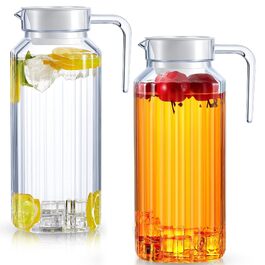 Набір акрилових глечиків для води та соку з кришкою, 1 л, 2 шт, BPA-free, герметичний пластиковий кувшин для холодильника (гаряча та холодна вода, кава, молоко)